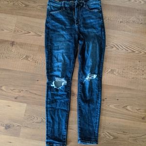 American Eagle super hi rise distressed jegging